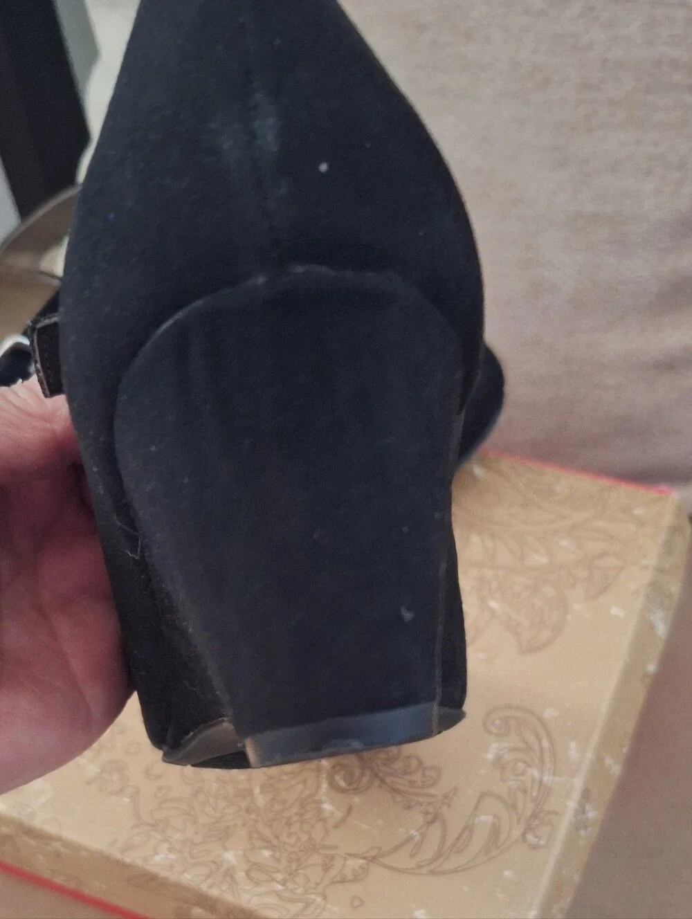 American Rag Black Suede Mary Jane Wedge Heels